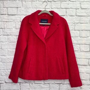Lands End Womens Wool Coat Size 10 Button Down Pockets Lined Blazer Solid Red